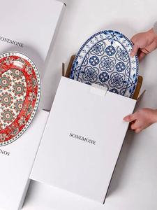 Assiette de service ovale en céramique de 14 pouces à motifs floraux variés, nouveau design, pour la maison, les hôtels, le service et la décoration de table - Product Image 4