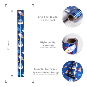 Space Themed Decorative Wrapping <b>Paper</b> <b>Roll</b> Rocket Star Design For Children Birthday Holiday Gift Hamper Packing <b>Paper</b> - Product Image 6