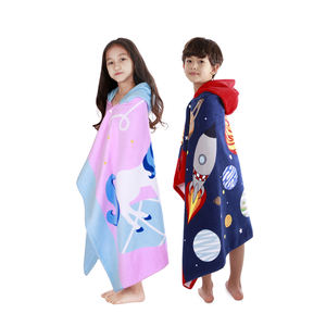 Serviette de plage pour enfants personnalisée 100% coton, <span class=keywords><strong>poncho</strong></span> de plage à capuche doux pour la peau, serviette de plage absorbante pour la piscine - Product Image 1