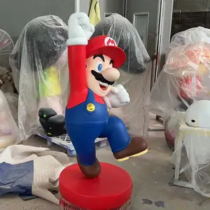 Diskon besar pabrik kustom karakter kartun luar ruangan ukuran hidup patung Super Mario serat kaca patung Resin Super Mario untuk dijual