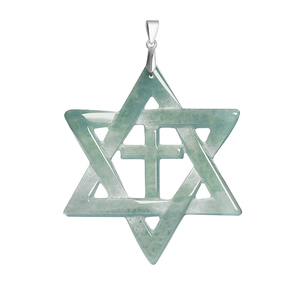 Colgante de Jadeíta Natural con Diseño de Estrella Hexagonal y Cruz, Plata S925, Clásico, Moderno, Unisex - Product Image 6