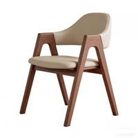 Sillón Moderno de Madera Maciza con Tapicería de Cuero - Silla de Comedor Multiusos para el Hogar y Uso Comercial