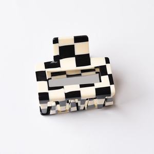 Xixing haute qualité arrière de la plaque de tête creux Rectangle acétate pince à cheveux Mini motif à carreaux métal acétate pince à cheveux - Product Image 4