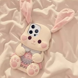 Funda de Teléfono con Diseño de Dibujos Animados, Orejas de Conejo de Peluche, Silicona Antigolpes, para <span class=keywords><strong>iPhone</strong></span> Serie Completa <span class=keywords><strong>iPhone</strong></span> 17 16 15 14 - Product Image 3