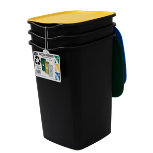 Juego de 3 Contenedores de Reciclaje de PP con Tapas de 50 Litros para la Separación de Residuos - Product Image 1