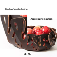 SN-206 Tafeldecoratie Fruit Schaal Lichtgrijs Ronde Lederen Schaal Modern Minimalistisch Bureaublad Woonkamer Decoratie Fruitkom