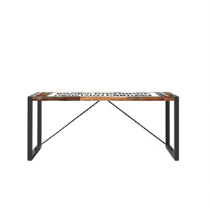Reclaimed Wood Dining <b>Table</b> 70.9 Inches Rectangular Rustic Design Metal Legs Home Furniture - Product Image 1