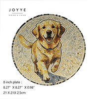 Ensemble d'assiettes en céramique personnalisées JOYYE de 8 pouces avec impression numérique motif mosaïque chien, vaisselle personnalisée pour animaux de compagnie, vente en gros