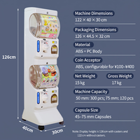 Distributeur automatique de capsules 122 cm 45-75 mm, machine Gachapon double couche, style japonais, à monnayeur, en acier inoxydable, ADA