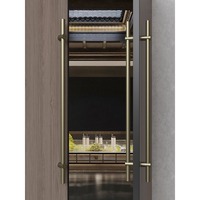 Poignée de porte minimaliste en acier inoxydable pour portes doubles en verre sans cadre ou en bois, idéale pour hôtels, centres commerciaux, entrées – Quincaillerie personnalisée