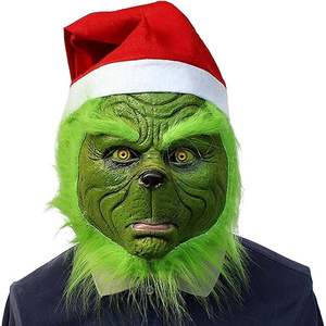 <span class=keywords><strong>Grinch</strong></span> Full Head Latex Mask Sexy Costume de monstre adulte avec chapeau de Noël pour <span class=keywords><strong>Halloween</strong></span> et fête Cosplay Funny Face Mask - Product Image 6