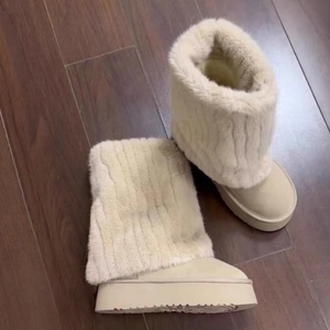 Trending Winter Snow Fur Women Waterproof Thermal Boots UGGS Classic Wholesale Custom Logo Furry Platform Moon Casual Boot - Product Image 3