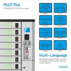 Casillero de Carga PILOT de 8 Compartimentos con Pago por Monedas, Carga Rápida y Múltiples Puertos para Discotecas, Cafés y Bares - Product Image 5
