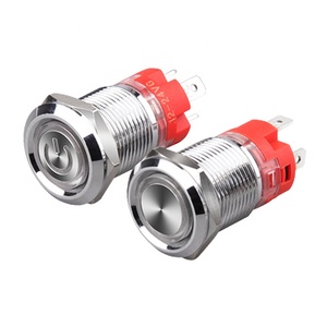 Küçük Yüksek Akımlı IP65 Su Geçirmez Pirinç Paslanmaz Çelik Düğme Anahtarı 12mm Işıklı Kendinden Kilitlemeli Kendinden Sıfırlamalı Güç Başlatma - Product Image 5