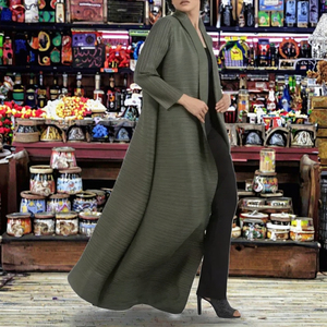 Abaya Miyake en polyester de haute qualité, livraison rapide, robe décontractée musulmane pour femmes, grandes tailles, dernières créations en couleurs unies - Product Image 3