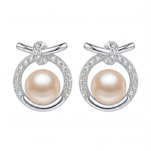 Boucles d'oreilles en perles d'eau douce naturelles, bijoux en argent Sterling S925, double perle, pour femmes, élégant, minimaliste, cadeau de mariage - Product Image 1
