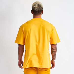 T-shirt en coton blanc surdimensionné pour homme, manches courtes, col rond, décontracté, couleur unie, jersey tricoté, design simple - Product Image 5