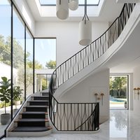 Rampe d'escalier intérieure en fer forgé galvanisé, motif floral vintage, pour villa duplex