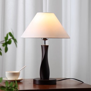 Lámpara de mesa de estilo vintage, madera maciza, LED E27, cuida la vista, para dormitorio, sala de estar, estudio - Product Image 2