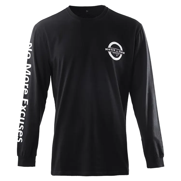 Повседневная Черная Мужская футболка с длинным рукавом и принтом на заказ