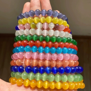 Cuentas Ojo de Gato de Alta Calidad de 4-12 mm en Blanco, Rosa, Azul, Amarillo y Verde, Cuentas Redondas Coloridas para la Fabricación de Joyería - Product Image 2