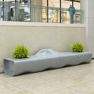 Geometric Fiberglass Planter Chair All <b>Weather</b> Plaza Benches for Logistics Park Outdoor Area - Product Image 4