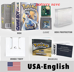USA English battery save Crystal gold silver yellow blue red green Holographic Metallic box manual <b>Game</b> Cartridge for Gbc - Product Image 5
