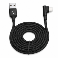 Câble de charge USB 2.0 tressé en nylon, de type A à Type-C, à angle droit de 90 degrés, pour téléphones Android