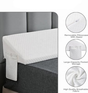 Dossier de lit triangulaire sur mesure - Taille personnalisée et housse <span class=keywords><strong>amovible</strong></span> en tissu polyester avec poche de rangement et support de <span class=keywords><strong>tête</strong></span> - Product Image 2