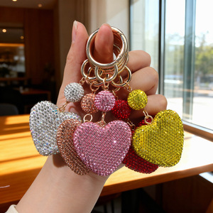 Full Crystal Heart Keychain Luxury Diamond-encrusted <b>Car</b> <b>Key</b> <b>Fob</b> Premium Rhinestone Pendant Designer Bag Charm for Women Gift - Product Image 1