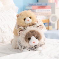 Peluche chat Ragdoll réaliste à col en dentelle et fourrure longue, jouet en peluche chaton moelleux pour décoration de canapé à la maison, cadeau d'anniversaire pour filles