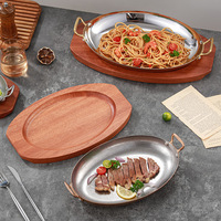 Disque elliptique binaural en acier inoxydable Assiette à steak et poisson de l'Ouest Plats et casseroles de fruits de mer espagnols