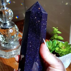 Piedra de Cristal de Arena Azul Natural Pulida Estilo Bohemio al por Mayor, con Punto de Sangre de Dragón, para Decoración del Hogar y Regalos Festivos - Product Image 5