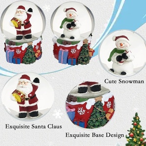 Globe à neige en verre avec base en résine de Noël, Père Noël, bonhomme de neige, décoration de table, figurine de festival - Product Image 4