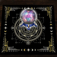 Tarot 12 Constellation non tissé velours carré nappe Divination autel jeu de société Fortune astrologie Oracle carte Lifetree maison