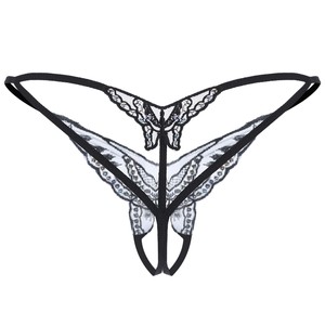 Sexy Women's Butterfly Sequin Embroidered Thong Open Crotch <b>Crotchless</b> <b>Panties</b> Transparent Lingerie - Product Image 3