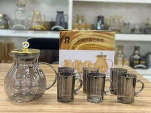 Ensemble de carafe à eau en verre de style européen avec 6 tasses, couvercle en cristal doré, ensemble de carafe en verre multicolore pour <span class=keywords><strong>la</strong></span> maison, ensemble cadeau pour <span class=keywords><strong>la</strong></span> boisson - Product Image 4