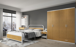 Armadio Moderno in Metallo e Acciaio con 3 <span class=keywords><strong>Ante</strong></span> Scorrevoli in Legno, Cassetti e Ripiani, Bianco, per Camera da Letto - Product Image 5