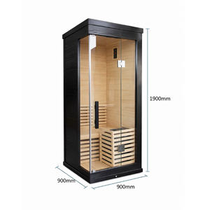KLAFIN Moderna Sauna Elettrica Nera per 2 Persone in Legno di Hemlock con Vapore e Infrarossi, Vasche Idromassaggio e Saune per Interni ed Esterni - Product Image 3