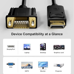 Cao Cấp Dp Để <span class=keywords><strong>VGA</strong></span> Cáp 1.8M 1080P Vàng-Mạ <span class=keywords><strong>DisplayPort</strong></span> Để <span class=keywords><strong>VGA</strong></span> Adapter Chuyển Đổi Cho Máy Chiếu Màn Hình Máy Tính Xách Tay - Product Image 5