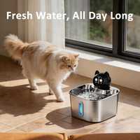 [Vente directe usine] Fontaine à eau intelligente pour chat en acier inoxydable 3,2 L, distributeur d'eau pour animaux de compagnie en gros avec capteur automatique