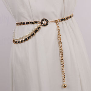 Hot Sale Women Metal <strong>Belt</strong> Fashion Black Gold Waist <strong>Chain</strong> <strong>Belt</strong> Gold Belly <strong>Belt</strong> for Dress - Product Image 5