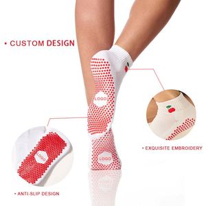 Custom Women Embroidered Pilates Socks Anti <b>slip</b> Grip Socks for Yoga - Product Image 2