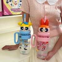 Gobelet à paille portable haut de gamme pour femmes Powerpuff Girls, avec infuseur à thé, grande tasse à glace, design mignon, multi-usages