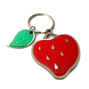 คุณภาพดีผู้ผลิตผลไม้พวงกุญแจโลหะ Rhinestone กระเป๋า Charm อุปกรณ์เสริมที่กำหนดเองสตรอเบอร์รี่พวงกุญแจ - Product Image 3