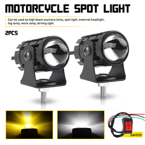 2x Blanc Jaune LED Moto Projecteur Phare Bas Feux de route Conduite Brouillard Lampe avec 3000K Couleur Température Nouvel État - Product Image 2