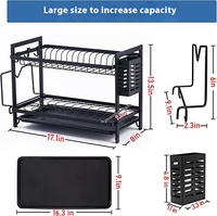Étagère de rangement double pour vaisselle de cuisine, en métal laqué, moderne, durable, sur pied, porte-pots, égouttoir pour bols, multifonction, capacité 3-4L