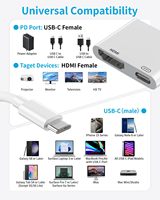 Cable de alta velocidad 4K @ 60/30Hz tipo C a HDTV 2 en 1 con puerto de carga de 100W Compatible con iPhone 16 15 Pro Max Laptop IPad HDTV