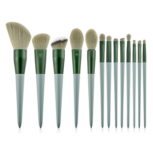 Juego de <span class=keywords><strong>Brochas</strong></span> de <span class=keywords><strong>Maquillaje</strong></span> Kabuki <span class=keywords><strong>para</strong></span> Base, <span class=keywords><strong>Polvo</strong></span> Facial, Rubor y Sombra de Ojos, con Bolsa, Nueva Llegada, 13 Piezas, Verde - Product Image 6