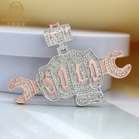 Pendentif Moissanite Diamant Givré en Argent Sterling 925, Collier Pendentif Rond Hip-Hop Personnalisé Nom Numéro Commémoratif